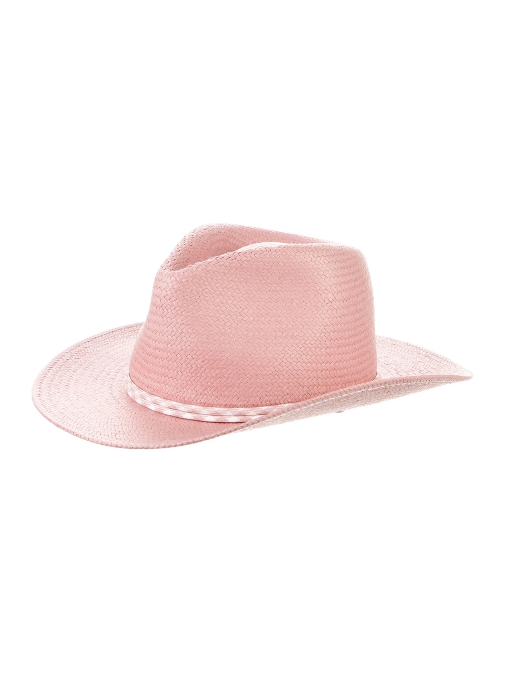 Rag and Bone Paper packable Pink Straw with string fedora Hat medium